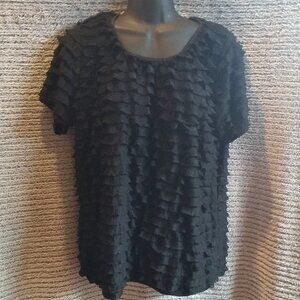 Ashley Jill Layered Ruffle Short Sleeve Blouse